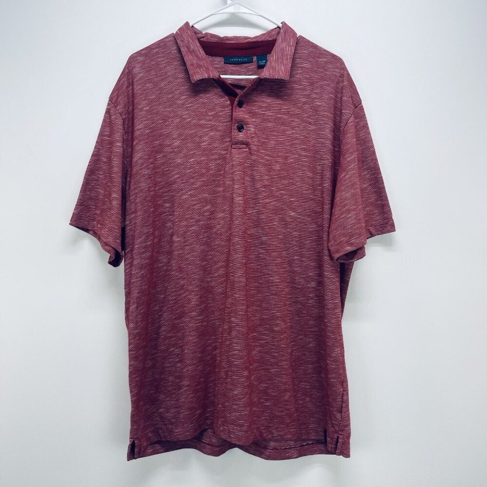 Perry Ellis Polo Shirt Size XL Men’s Short Sleeve Button Red Moisture Wicking